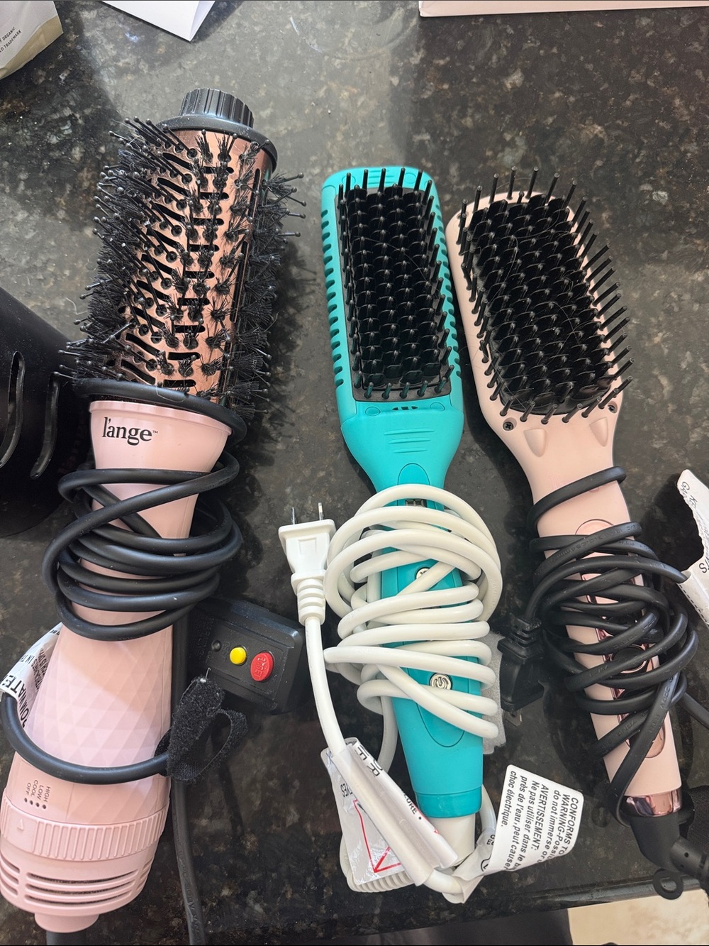 L’Ange hair brushes and 1 Moroccanoil brush Bundle